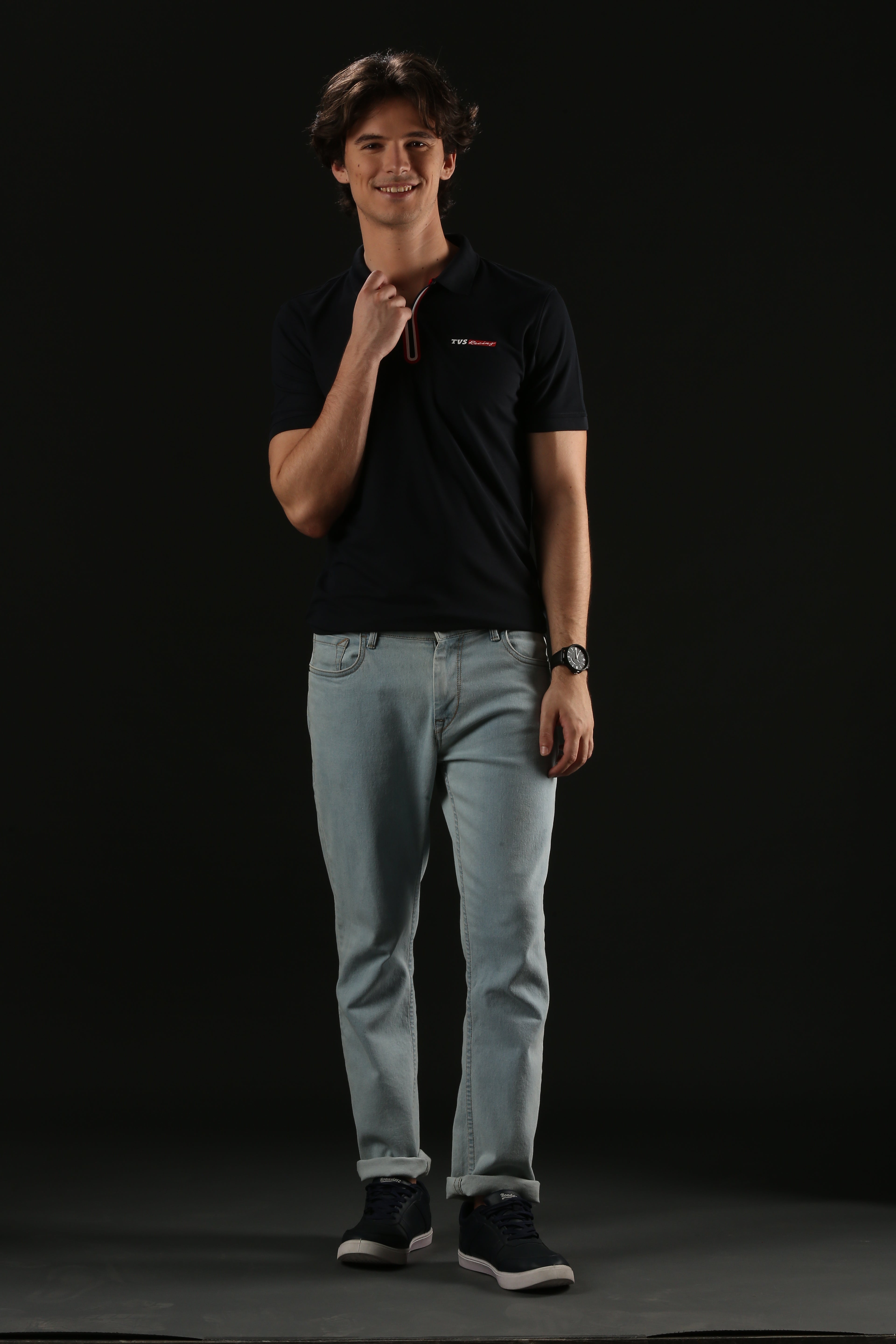 TVS Originals Racing Men’s Polo T-Shirt | 100% Polyester | Quick-Dry | Antimicrobial Finish | Zipper Placket | Reflective Branding | Lightweight Activewear | 200 GSM | Regular Fit